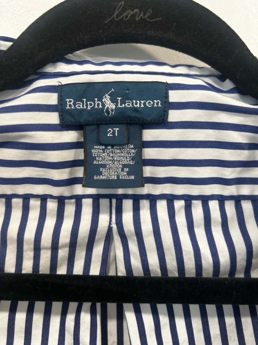 Ralph Lauren Toddler Button Down Shirt 2T Blue White Striped Classic Polo